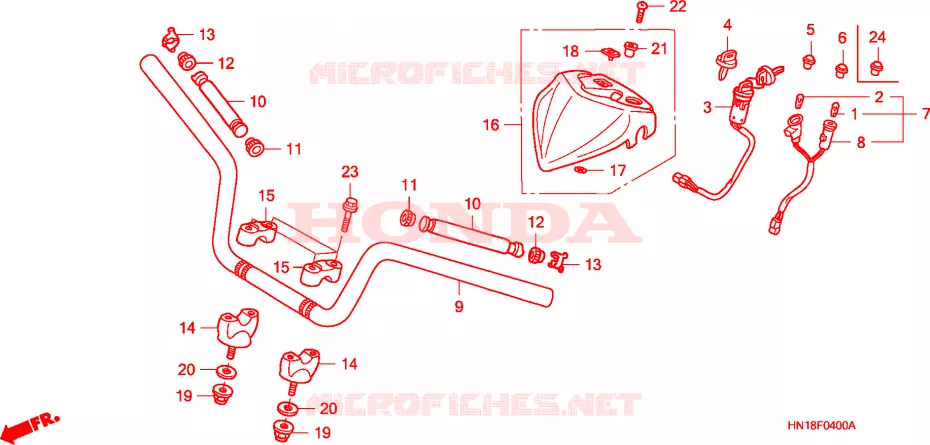GUIDON Honda ATV 400 FOURTRAX 2008  TRX400EX7