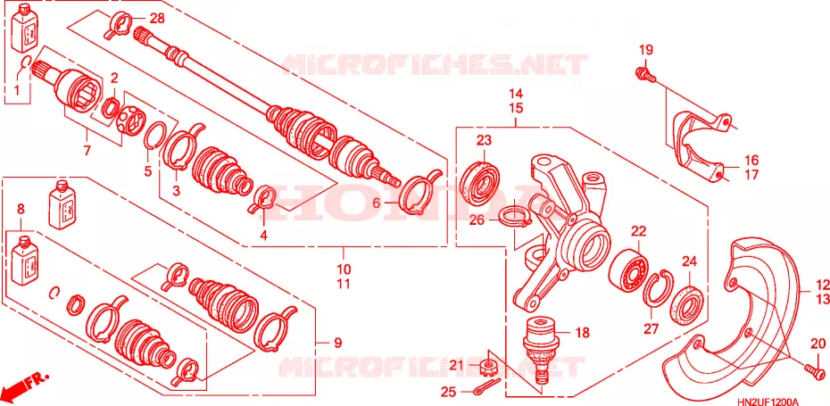 ARBRE DE ROUE  Honda ATV 500 FOURTRAX 2011  TRX500FAB