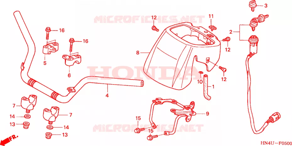 GUIDON Honda ATV 350 FOURTRAX 2005  TRX350FM5