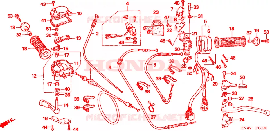 LEVIER DE GUIDON - CABLE - COMMODO Honda ATV 350 FOURTRAX 2006  TRX350FM6