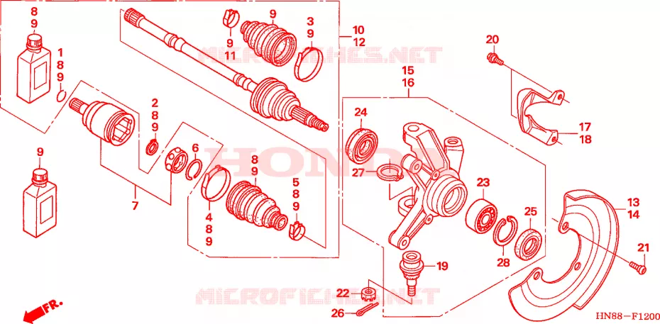 ARBRE DE ROUE AVANT Honda ATV 680 FOURTRAX 2011  TRX680FAB