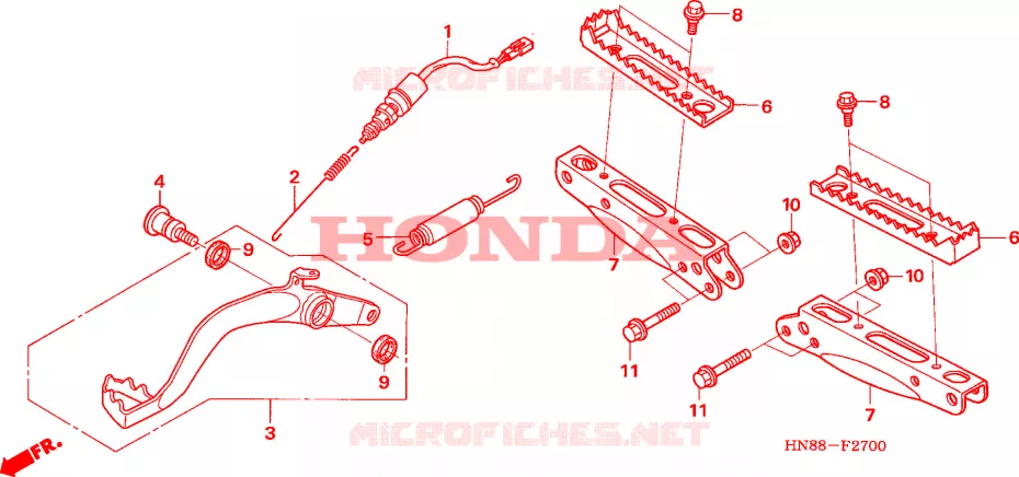 REPOSE PIED - PEDALE Honda ATV 680 FOURTRAX 2010  TRX680FAA