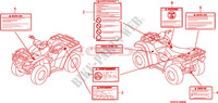 ETIQUETTE DE PRECAUTIONS pour Honda FOURTRAX 500 FOREMAN 4X4 Electric Shift de 2007