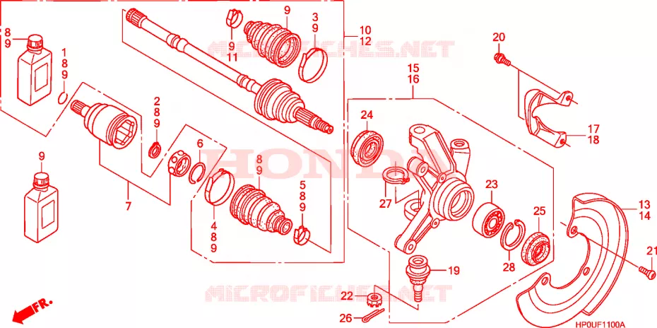ARBRE DE ROUE  Honda ATV 500 FOURTRAX 2007  TRX500FE7