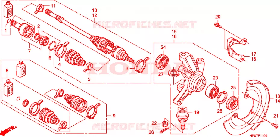 ARBRE DE ROUE  Honda ATV 500 FOURTRAX 2011  TRX500FPEB