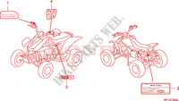 ETIQUETTE DE PRECAUTIONS pour Honda TRX 450 R SPORTRAX Kick start de 2009