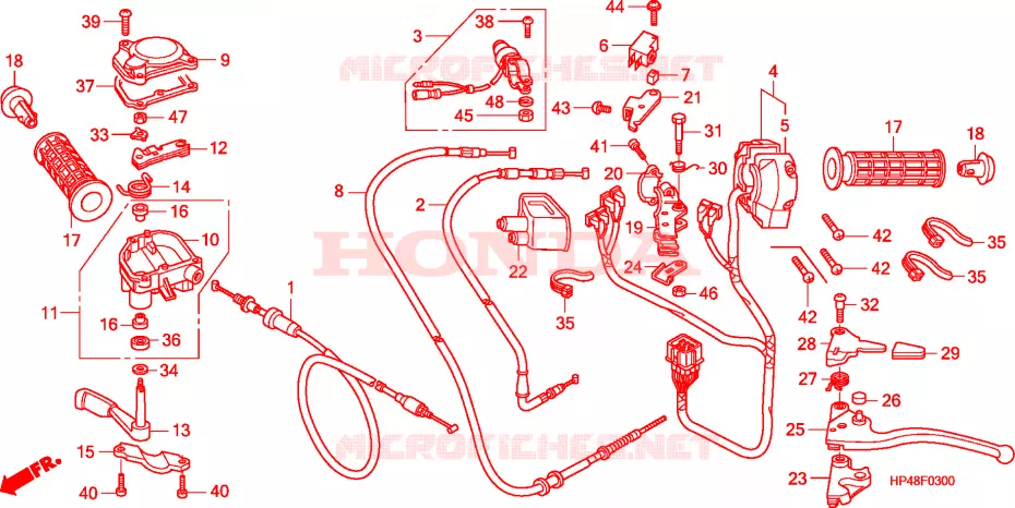 LEVIER DE GUIDON - CABLE - COMMODO Honda ATV 420 FOURTRAX 2007  TRX420FM7