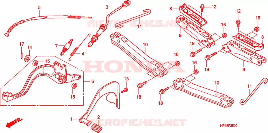 REPOSE PIED - PEDALE Honda ATV 420 FOURTRAX 2008  TRX420TM8