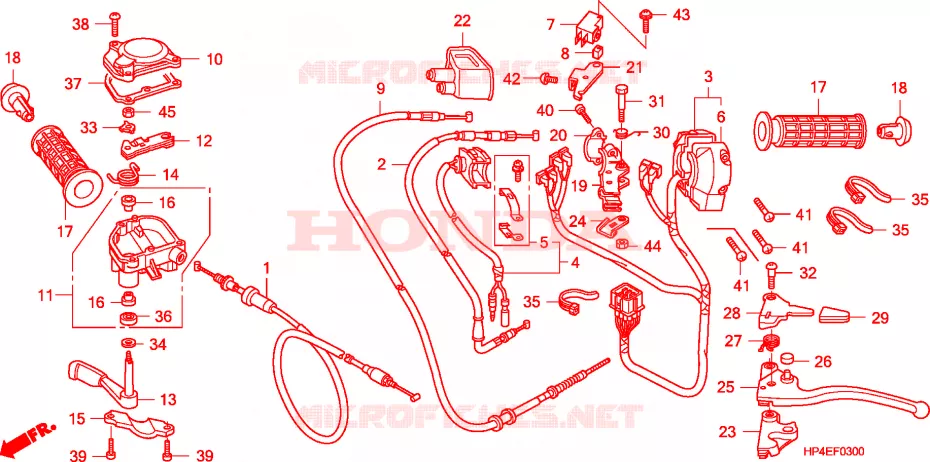 LEVIER DE GUIDON - CABLE - COMMODO Honda ATV 420 FOURTRAX 2010  TRX420FPMA
