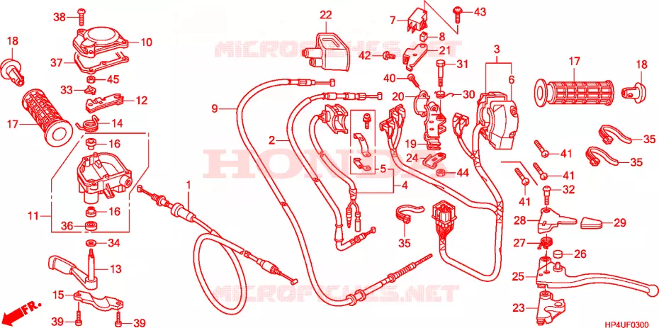 LEVIER DE GUIDON - CABLE - COMMODO Honda ATV 420 FOURTRAX 2011  TRX420TMB