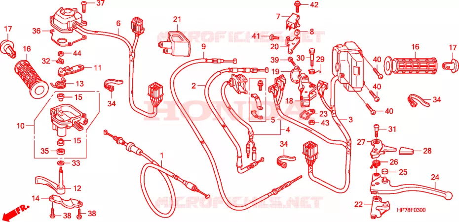 LEVIER DE GUIDON - CABLE - COMMODO Honda ATV 420 FOURTRAX 2012  TRX420FAB