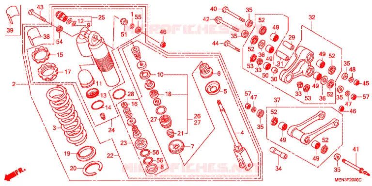 AMORTISSEUR ARRIERE Honda MOTO 450 CRF 2009  CRF450R9