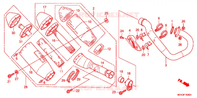 SILENCIEUX D'ECHAPPEMENT Honda MOTO 450 CRF 2010  CRF450RA