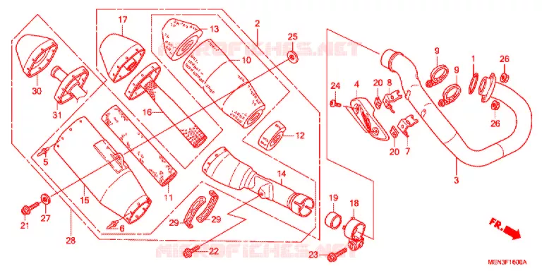 SILENCIEUX D'ECHAPPEMENT Honda MOTO 450 CRF 2010  CRF450RA