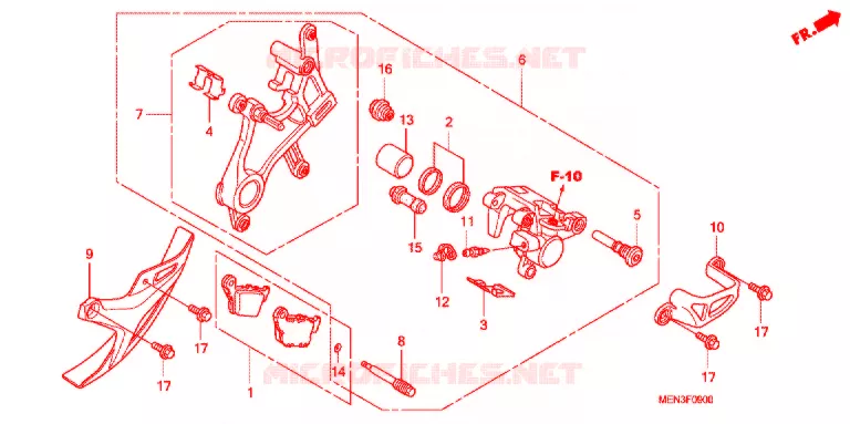 ETRIER DE FREIN ARRIERE Honda MOTO 450 CRF 2012  CRF450RB