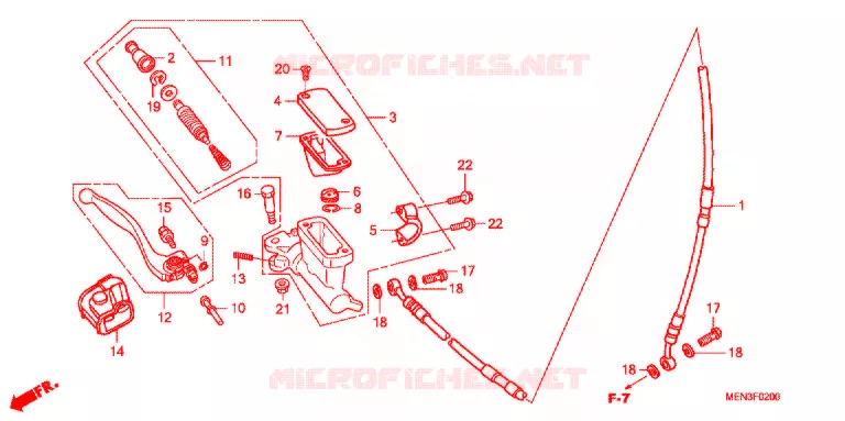MAITRE CYLINDRE DE FREIN AVANT Honda MOTO 450 CRF 2012  CRF450RB