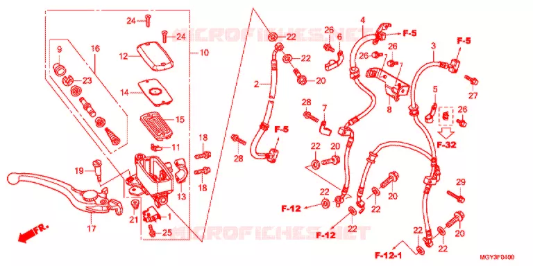 MAITRE CYLINDRE DE FREIN AVANT Honda MOTO 800 CROSSRUNNER 2011  VFR800XB