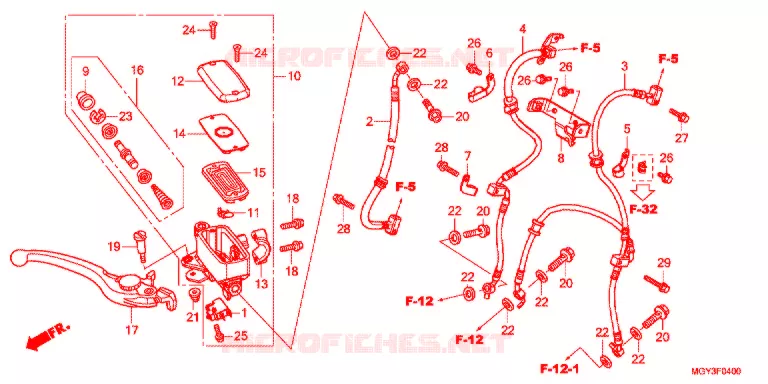 MAITRE CYLINDRE DE FREIN AVANT Honda MOTO 800 CROSSRUNNER 2011  VFR800XB