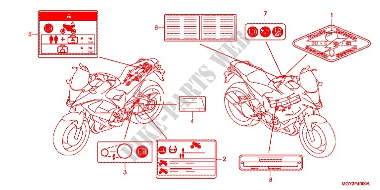 ETIQUETTE DE PRECAUTIONS pour Honda CROSSRUNNER 800 de 2011