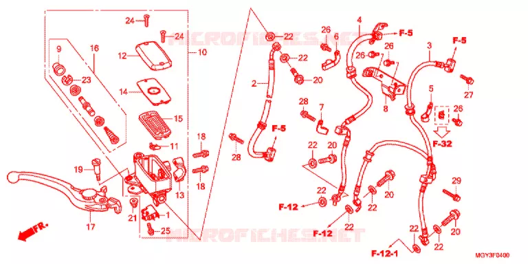 MAITRE CYLINDRE DE FREIN AVANT Honda MOTO 800 CROSSRUNNER 2011  VFR800XB