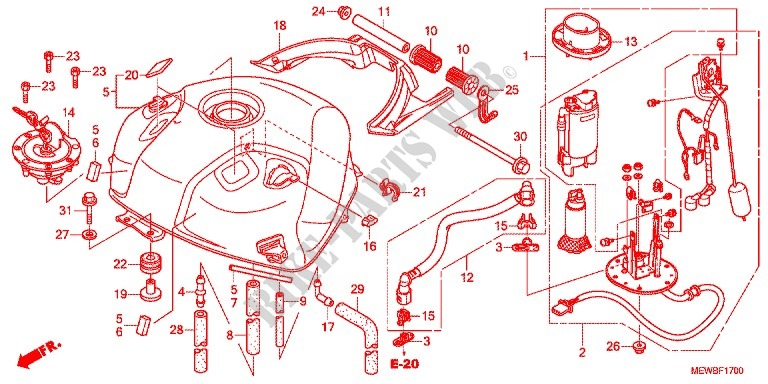 RESERVOIR A CARBURANT pour Honda DEAUVILLE 700 ABS de 2011