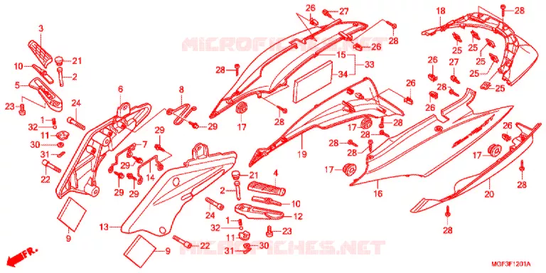 CARENAGE ARRIERE (FJS600A9-2KO/FJS600AB/DB) Honda SCOOTER 600 SILVERWING 2013  FJS600AB