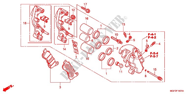 ETRIER DE FREIN AVANT (FJS600A9 2KO/FJS600AB/DB) pour Honda SILVER WING 600 ABS de 2011