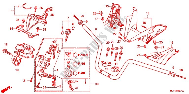 GUIDON   CARENAGE (FJS600A9 2KO/FJS600AB/DB) pour Honda SILVER WING 600 ABS de 2011