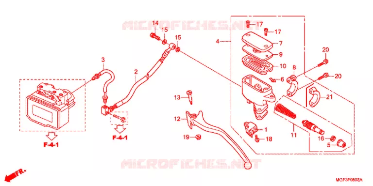 MAITRE CYLINDRE DE FREIN ARRIERE (FJS600A9-2KO/FJS600AB) Honda SCOOTER 600 SILVERWING 2015  FJS600AB