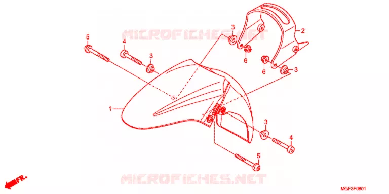 GARDE BOUE AVANT (FJS600A9-2KO/FJS600AB/DB) Honda SCOOTER 600 SILVERWING 2012  FJS600AB