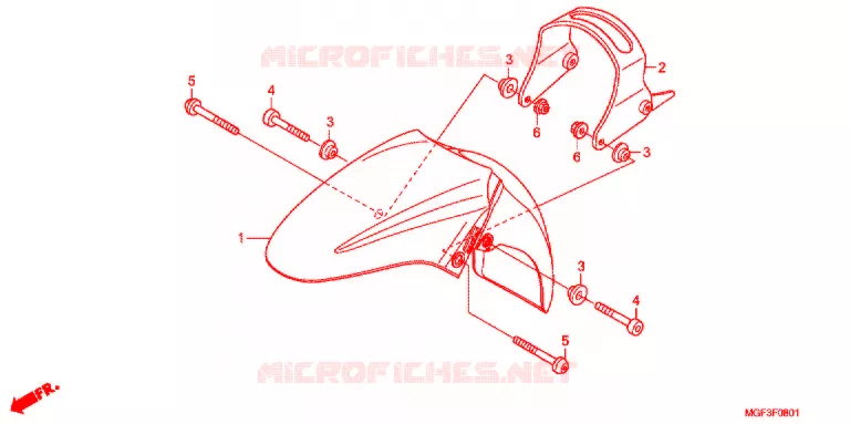 GARDE BOUE AVANT (FJS600A9-2KO/FJS600AB/DB) Honda SCOOTER 600 SILVERWING 2014  FJS600AB