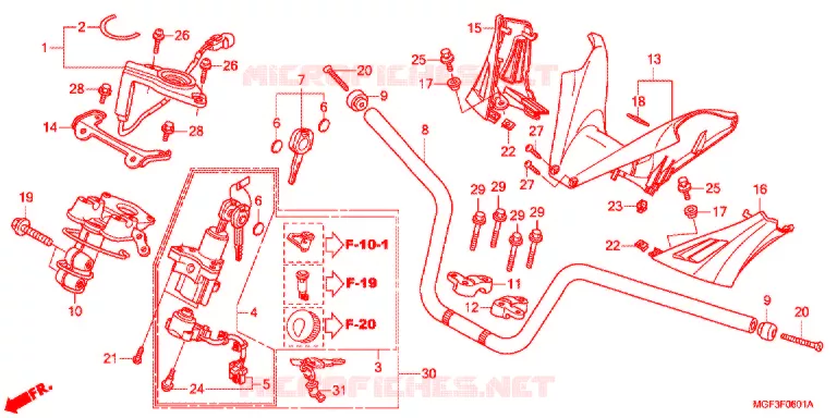 GUIDON - CARENAGE (FJS600A9-2KO/FJS600AB/DB) Honda SCOOTER 600 SILVERWING 2015  FJS600AB