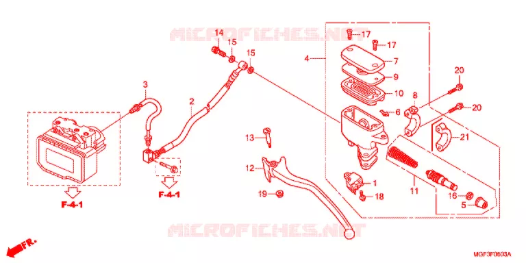 MAITRE CYLINDRE DE FREIN ARRIERE (FJS600A9-2KO/FJS600AB) Honda SCOOTER 600 SILVERWING 2013  FJS600AB