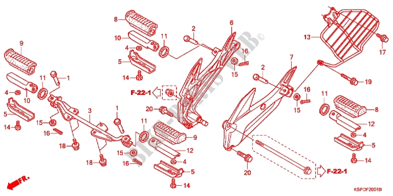REPOSE PIED (CBF150MB/MC) pour Honda CB 150 UNICORN DAZZLER de 2011