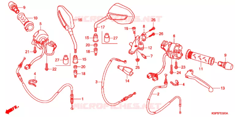 LEVIER DE GUIDON - CABLE - COMMODO Honda MOTO 150 CBF 2011  CBF150MB