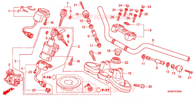 GUIDON - TE DE FOURCHE Honda MOTO 1000 CB 2012  CB1000RC