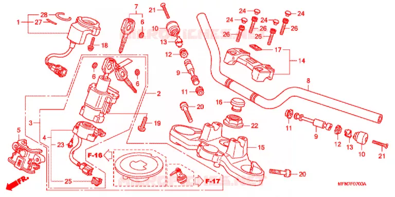 GUIDON - TE DE FOURCHE Honda MOTO 1000 CB 2012  CB1000RC