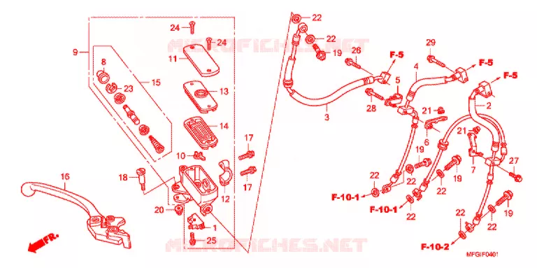 MAITRE CYLINDRE DE FREIN AVANT (CB600FA/FA3) Honda MOTO 600 HORNET 2012  CB600FAC