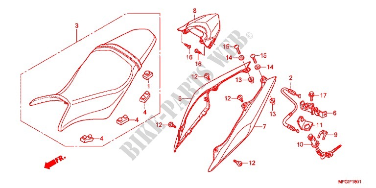 SELLE   CARENAGE ARRIERE (2) pour Honda CB 600 F HORNET 34HP de 2012