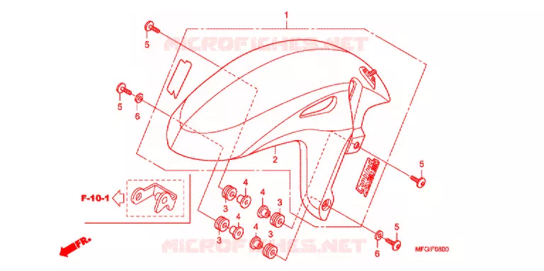 GARDE BOUE AVANT Honda MOTO 600 HORNET 2012  CB600FC