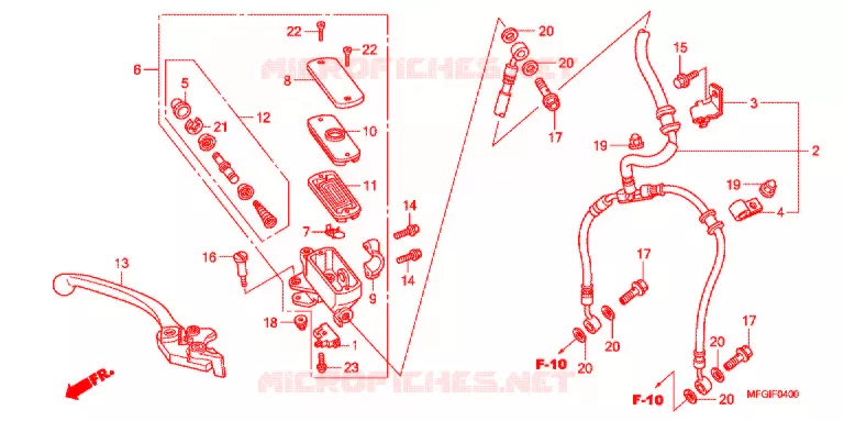 MAITRE CYLINDRE DE FREIN AVANT (CB600F/F3) Honda MOTO 600 HORNET 2012  CB600FC