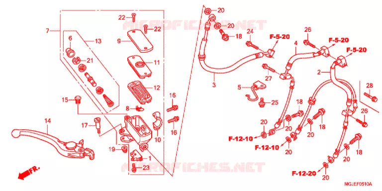 MAITRE CYLINDRE DE FREIN AVANT (CBF1000FA/FT/FS) Honda MOTO 1000 CBF 2012  CBF1000FSC