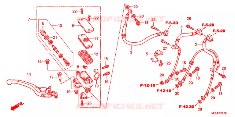 MAITRE CYLINDRE DE FREIN AVANT (CBF1000FA/FT/FS) Honda MOTO 1000 CBF 2012  CBF1000FTC