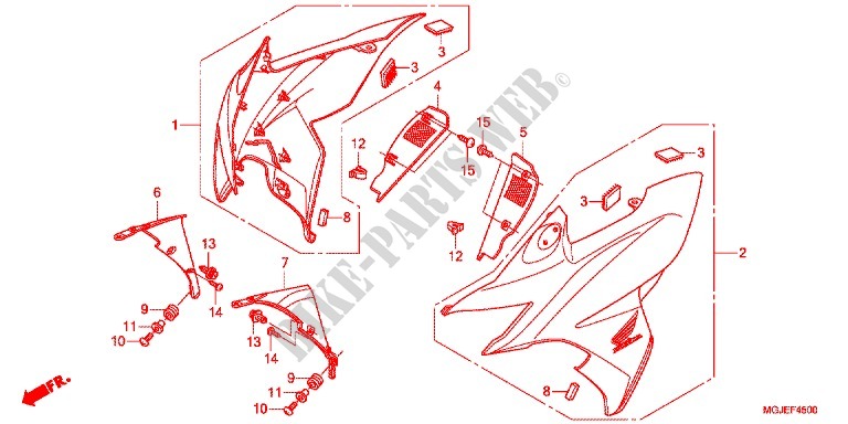 TETE DE FOURCHE pour Honda CBF 1000 F ABS TS de 2012