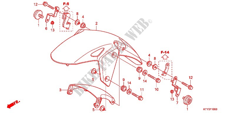 GARDE BOUE AVANT pour Honda CBR 125 REPSOL de 2012