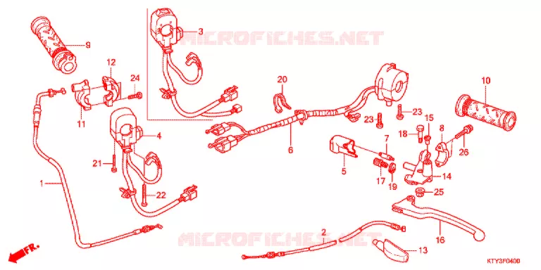 LEVIER DE GUIDON - CABLE - COMMODO Honda MOTO 125 CBR 2012  CBR125RC