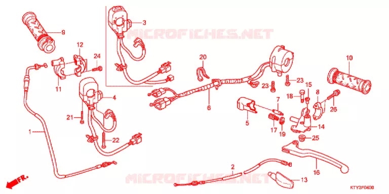 LEVIER DE GUIDON - CABLE - COMMODO Honda MOTO 125 CBR 2012  CBR125RC