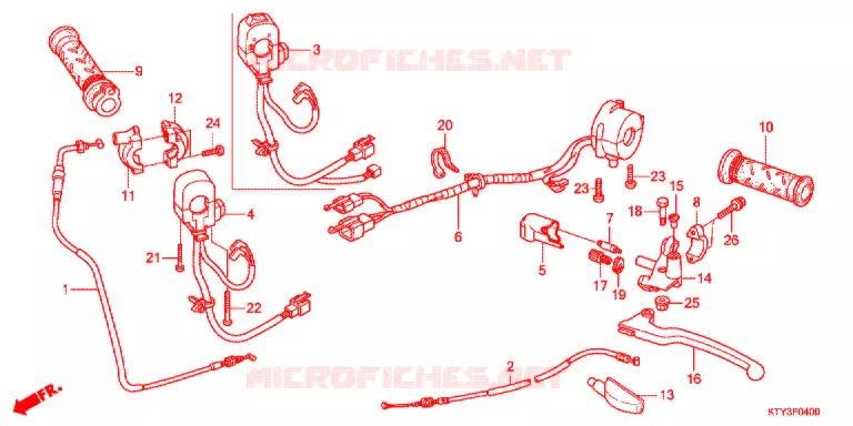 LEVIER DE GUIDON - CABLE - COMMODO Honda MOTO 125 CBR 2012  CBR125RC