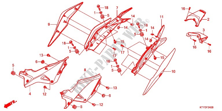 COUVERCLES LATERAUX pour Honda CBR 125 REPSOL de 2012