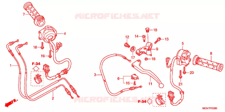 LEVIER DE GUIDON - CABLE - COMMODO Honda MOTO 600 CBR 2012  CBR600FAC